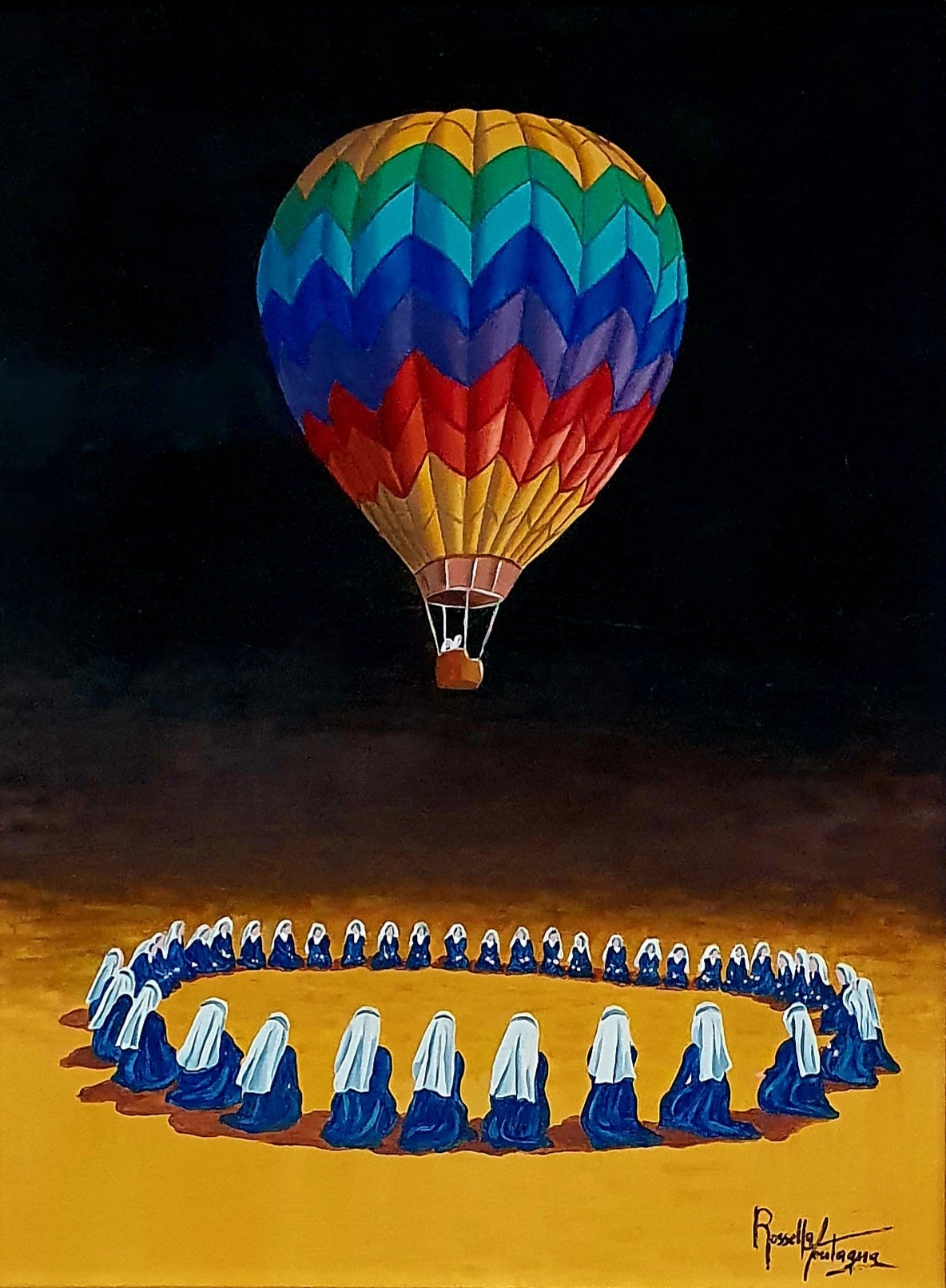 Olio su cartone telato GITA ALL'APERTO 30x40